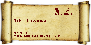 Miks Lizander névjegykártya
